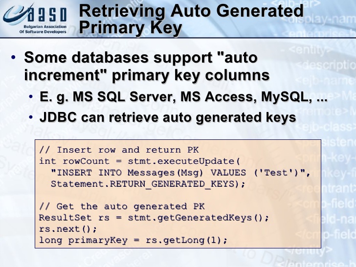 Java Mysql Prepared Statement Return Generated Keys